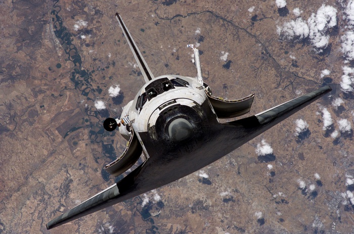 Space Shuttle Endeavour in orbit above Earth
