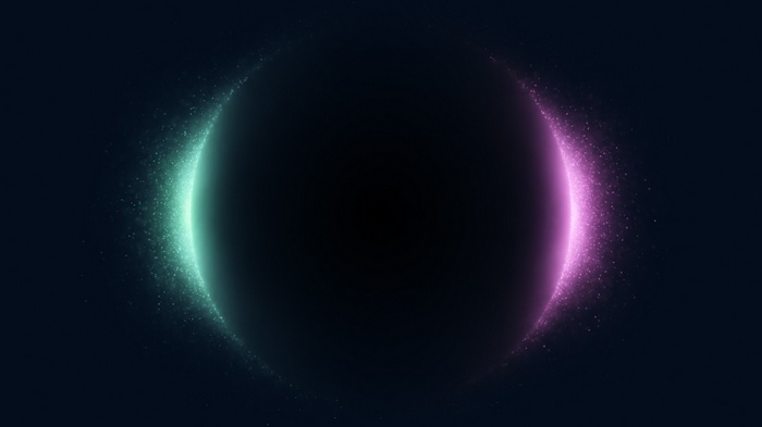 Abstract spherical shape with glowing particles