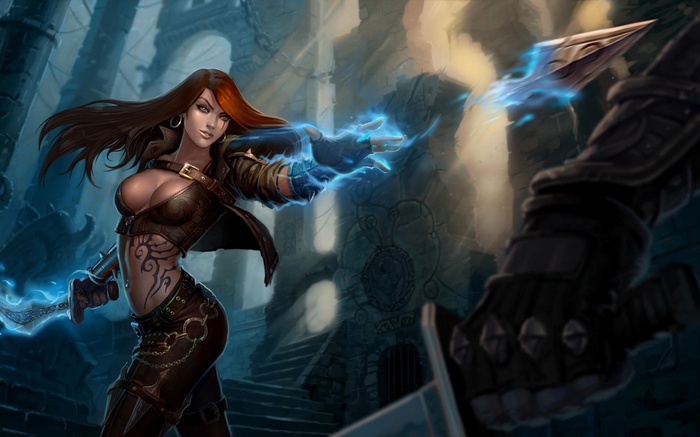 Katarina from League of Legends in combat
