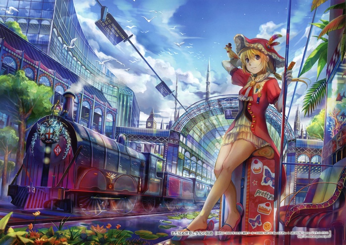 Anime Girl at a Train Station with a Train