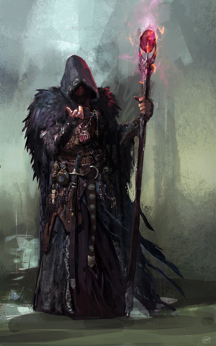 Fantasy wizard with a magic staff