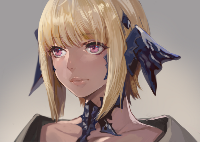 Au Ra girl with pink eyes from Final Fantasy XIV