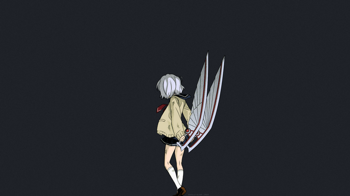 Amamiya Kyouka with wings and weapon