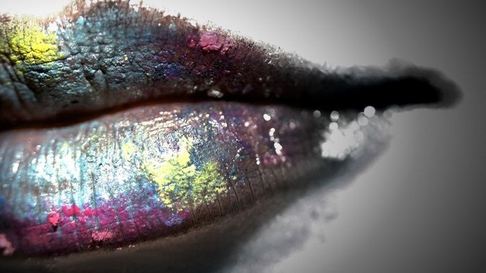 Close-up of lips with colorful makeup