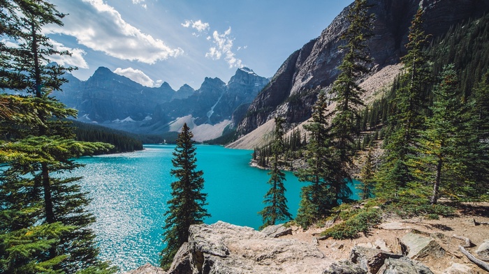 Moraine Lake with Mountains and Forest in Canada