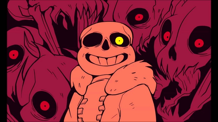 Sans from Undertale with menacing figures