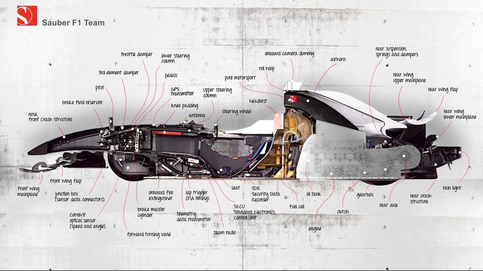 Sauber F1 Team Formula 1 Car Cross Section Diagram