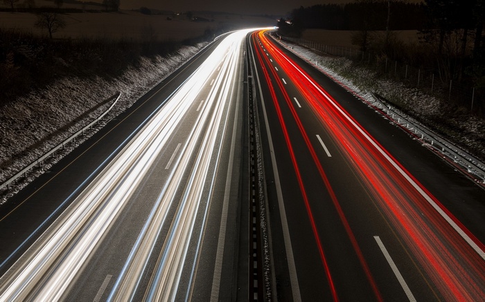 Long exposure of highway traffic at night