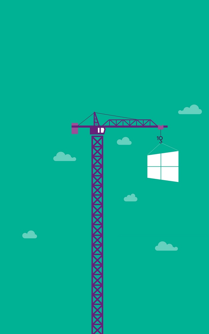 Windows 10 construction crane minimalism