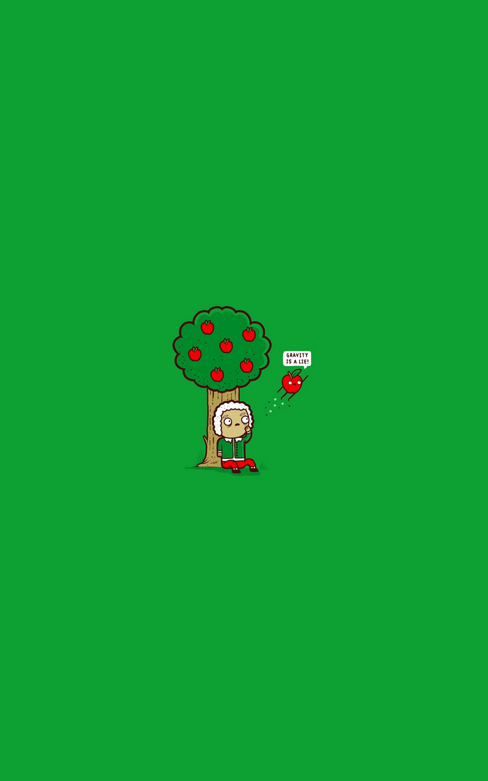 Isaac Newton and an apple that defies gravity