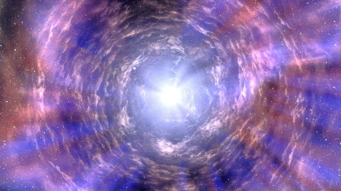 Space tunnel with stars and nebula