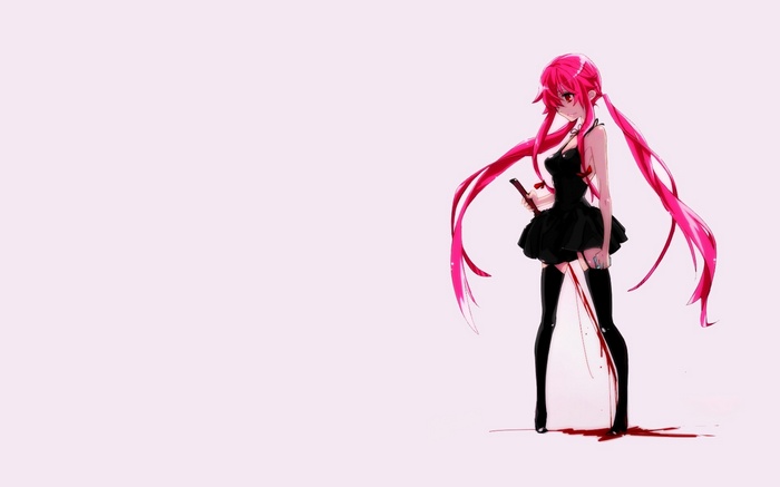 Gasai Yuno with Pink Hair and Knife