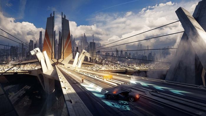 futuristic city, futuristic, city