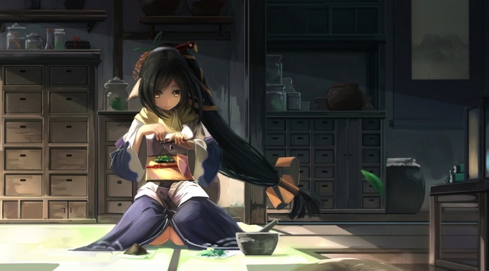 Kuon from Utawarerumono in traditional Japanese attire