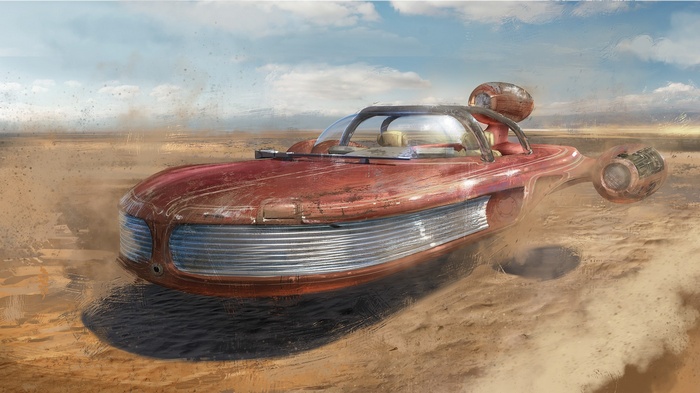 Star Wars Landspeeder in a Desert Landscape