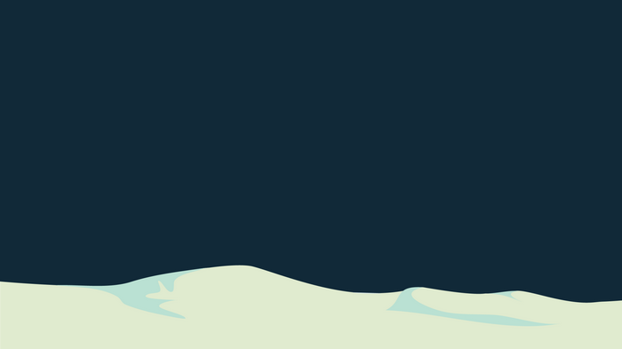 Minimalist winter landscape with snow-covered hills