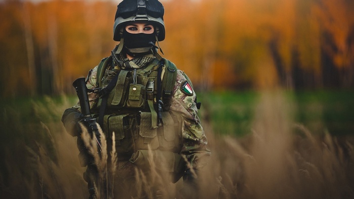 Italian soldier in a field