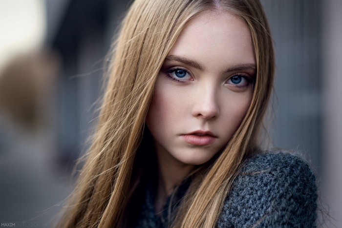 Portrait of a young woman with blonde hair