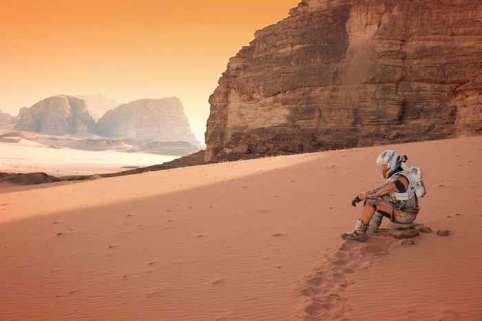 The Martian astronaut sitting on Mars