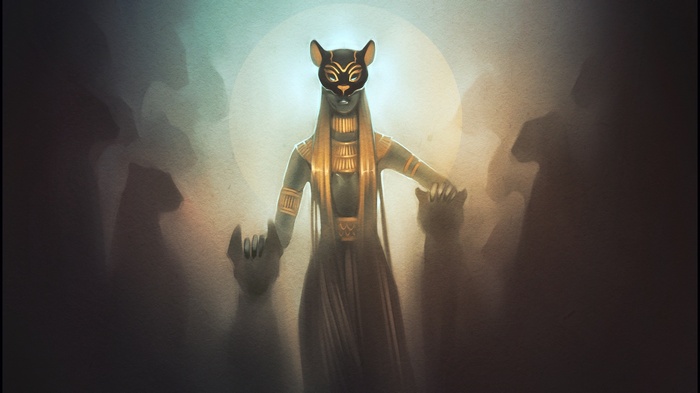 Bastet, Egyptian goddess with a cat mask