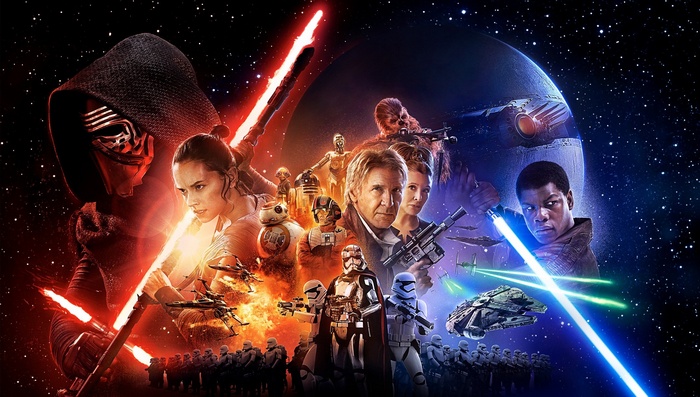 Star Wars: The Force Awakens Poster with Rey and Kylo Ren