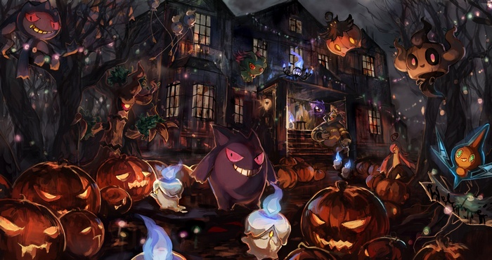 Halloween Pokémon Haunted House with Gengar and Pumpkins