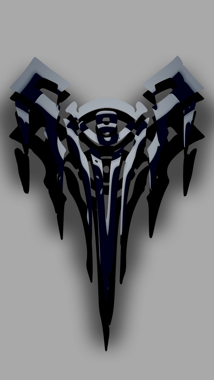 Abstract CGI render of a dark, wing-like structure