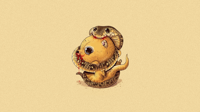 Snake attacking a small animal