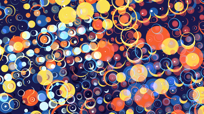 Abstract circles and rings in various colors
