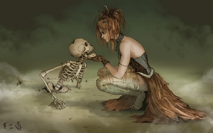 skeleton, death, artwork, witch, fantasy art
