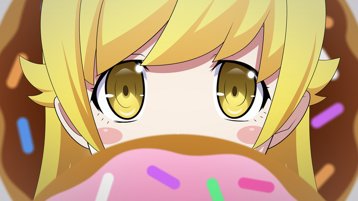 Oshino Shinobu eating a donut