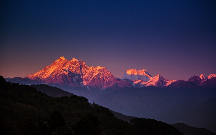 Sunset over the Himalayas mountain range