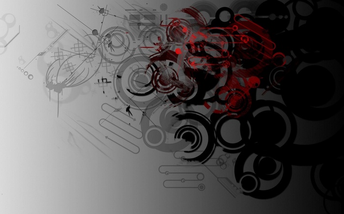 Abstract digital art with circles and lines