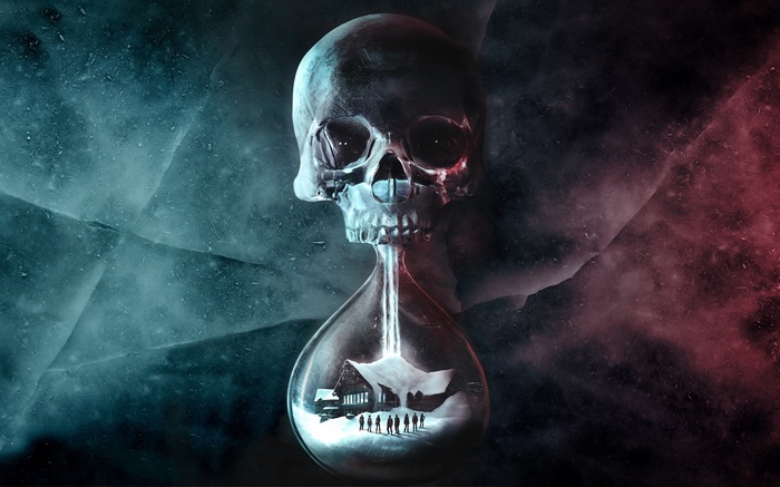 Until Dawn Hourglass Skull with Cabin and People