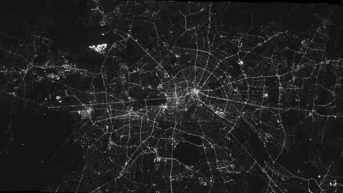 Aerial view of Berlin at night