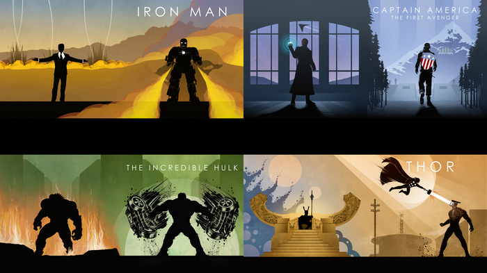 Marvel Cinematic Universe Characters: Iron Man, Captain America, Hulk, Thor, Loki