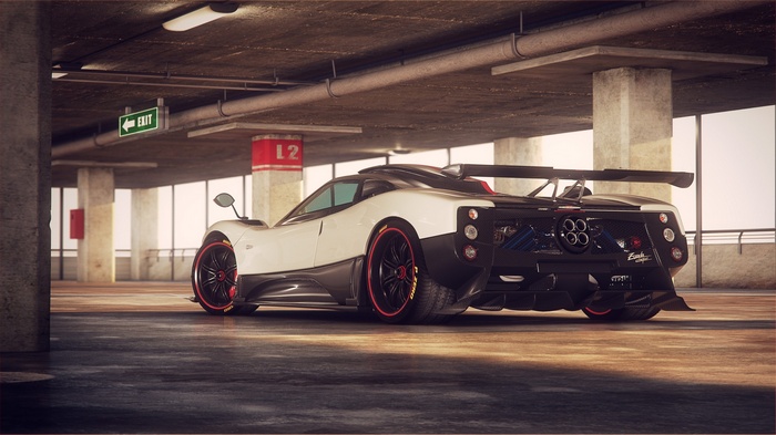Pagani Zonda Cinque in a parking garage