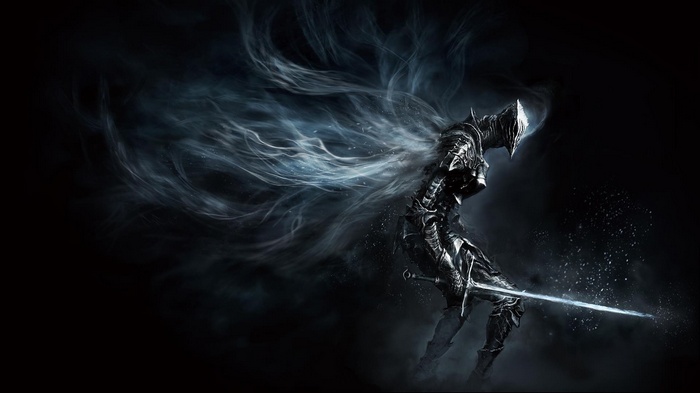 Dark Souls III Knight with Glowing Sword and Smoke