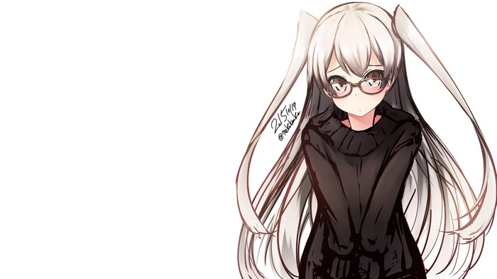 Anime girl with glasses and pigtails