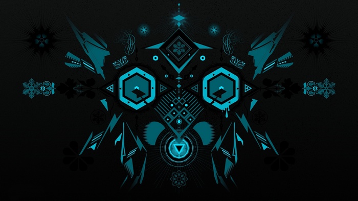 Abstract geometric owl with snowflakes and paisley