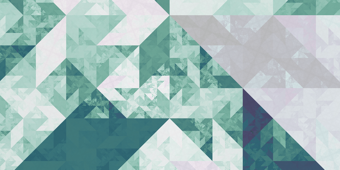 Fractal geometric pattern of triangles in green and white