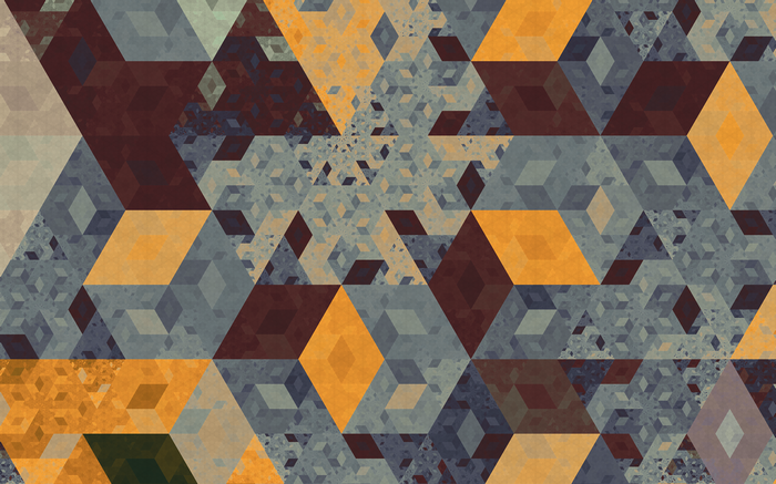 Geometric fractal pattern with cubes and triangles