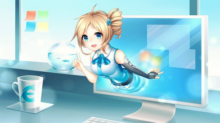 Aizawa Inori as Internet Explorer OS-tan