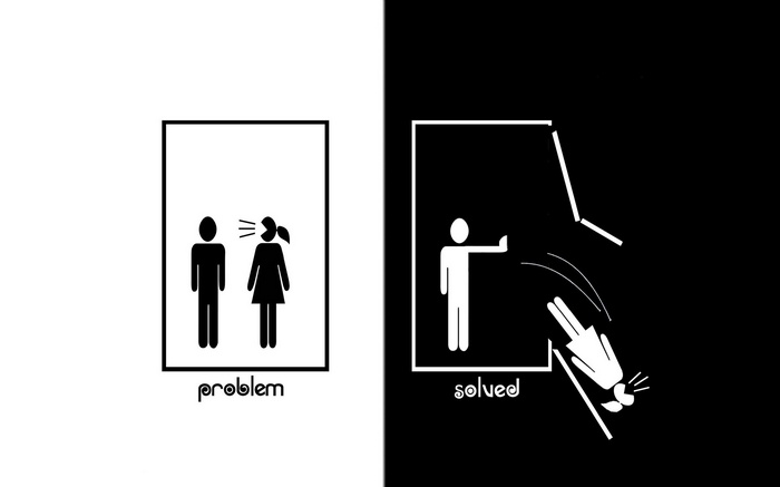 Man throws woman out of a box, problem solved