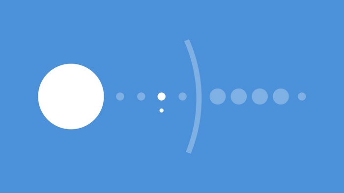Minimalist Solar System with large white circle and smaller dots