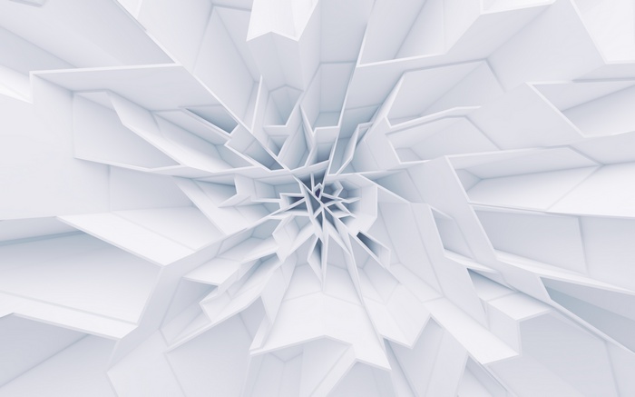 Abstract white geometric structure with a central vortex