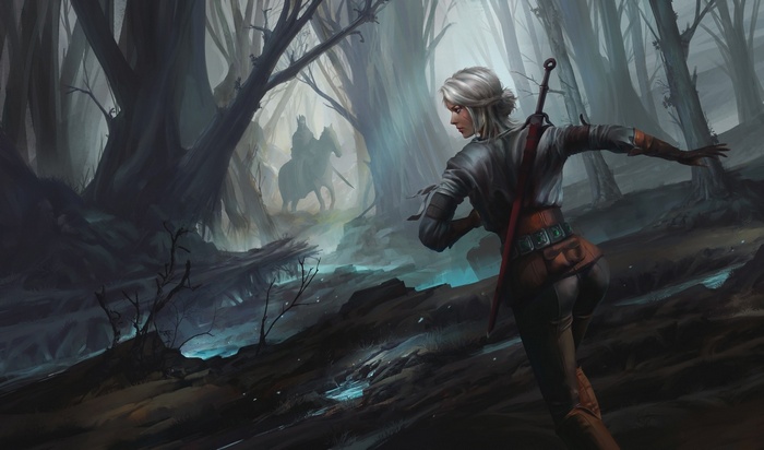 The Witcher, sword, Ciri, The Witcher 3: Wild Hunt, Cirilla Fiona Elen Riannon, fantasy girl, video games, artwork, concept art, white hair, women