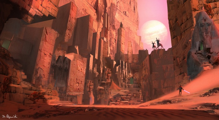 Valley of dark lords on Moraband with Sith figures