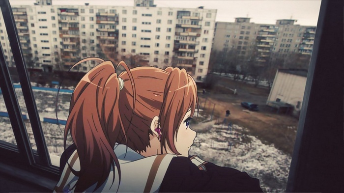window, Hibike! Euphonium, alone, looking away, headphones, urban, artwork