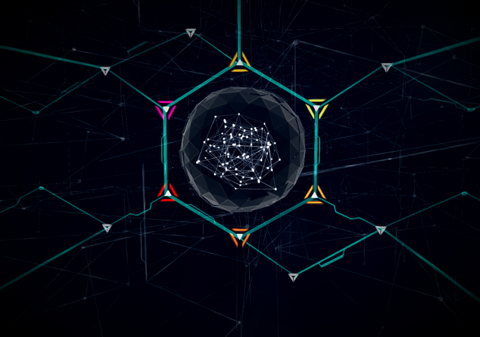 Abstract digital network with a central sphere